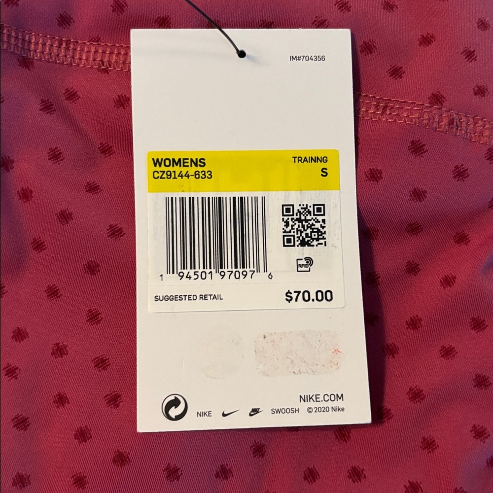 Nike Yoga High-Waisted Leggings in Raspberry dot - new with tags - Picture 4 of 5